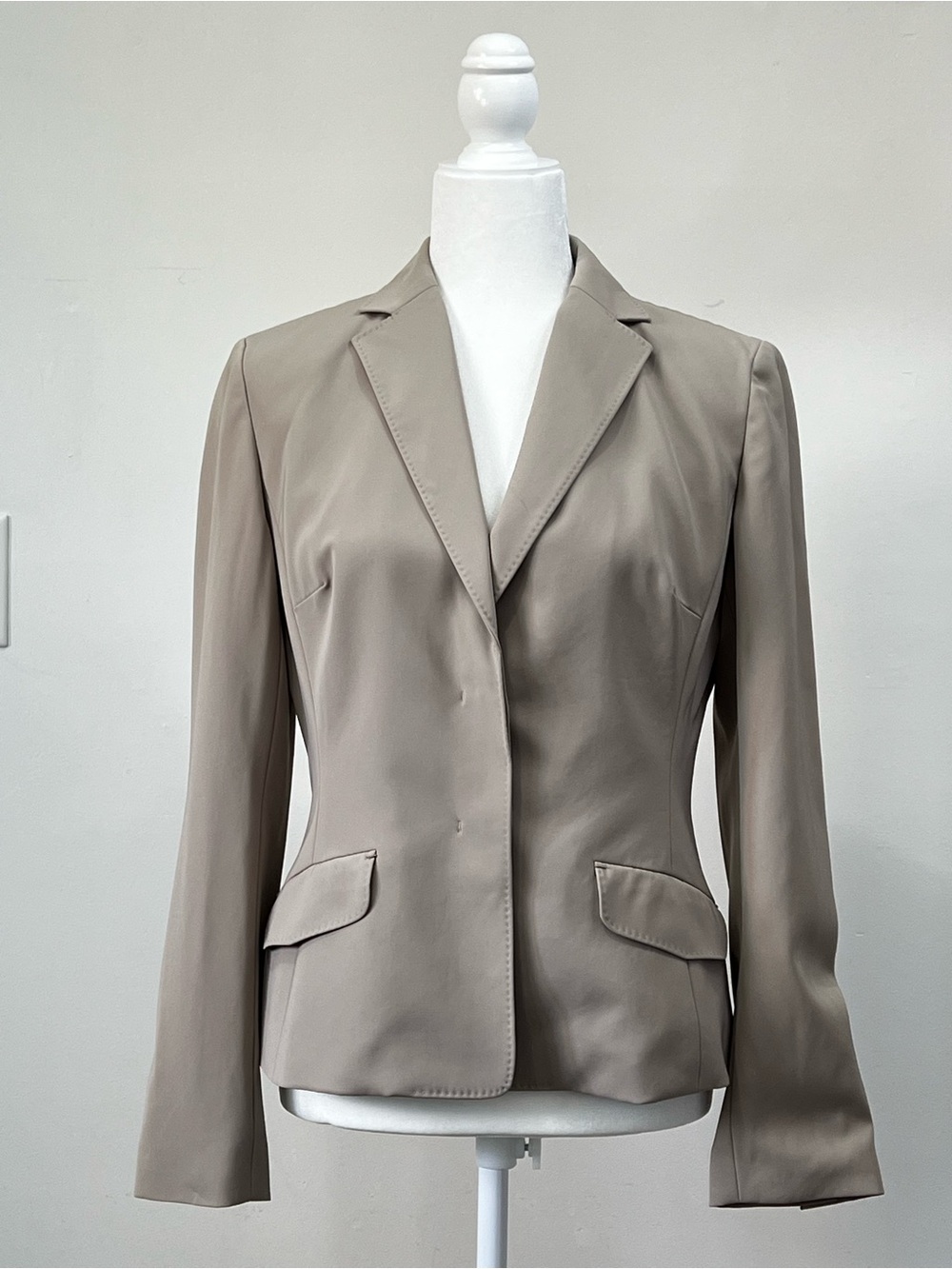 Ann Taylor LOFT Taupe 2-Button Blazer Jacket Tailored Career Size [X]